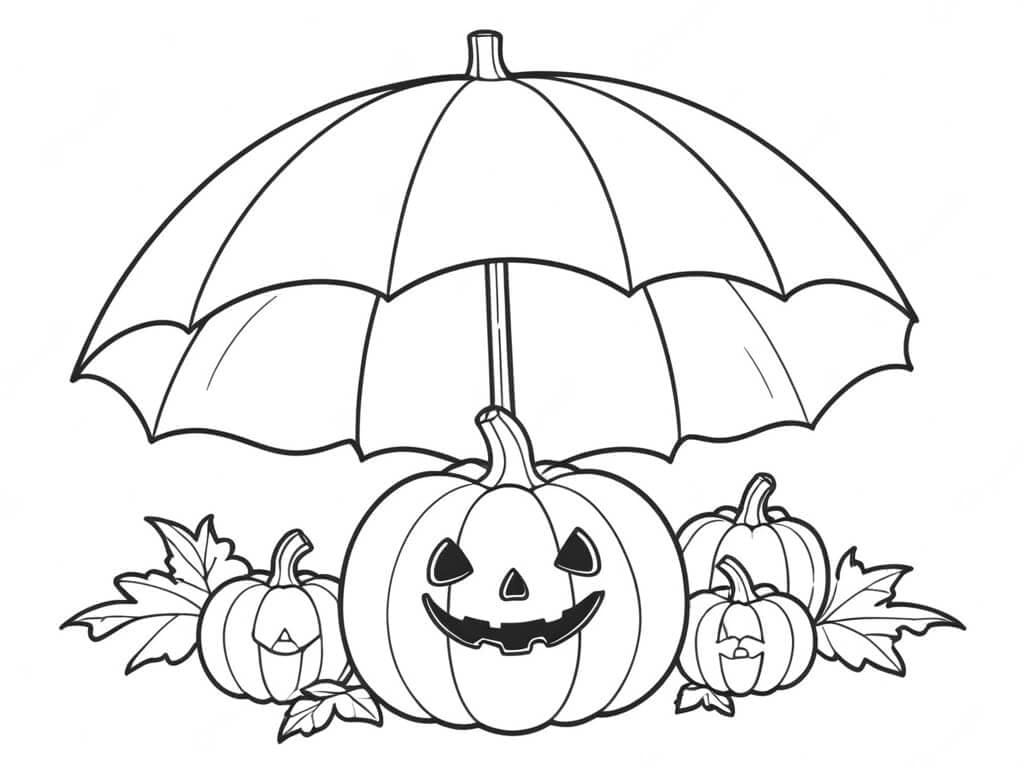 Halloween Umbrella Coloring Page