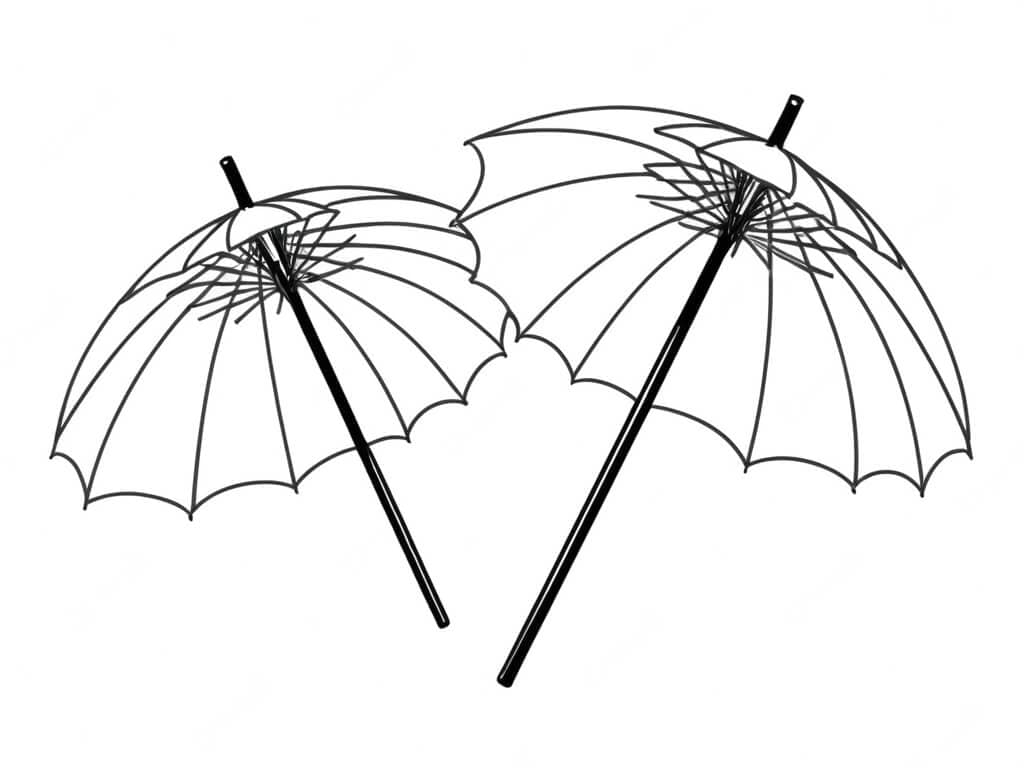 Multiple Umbrellas Coloring Page