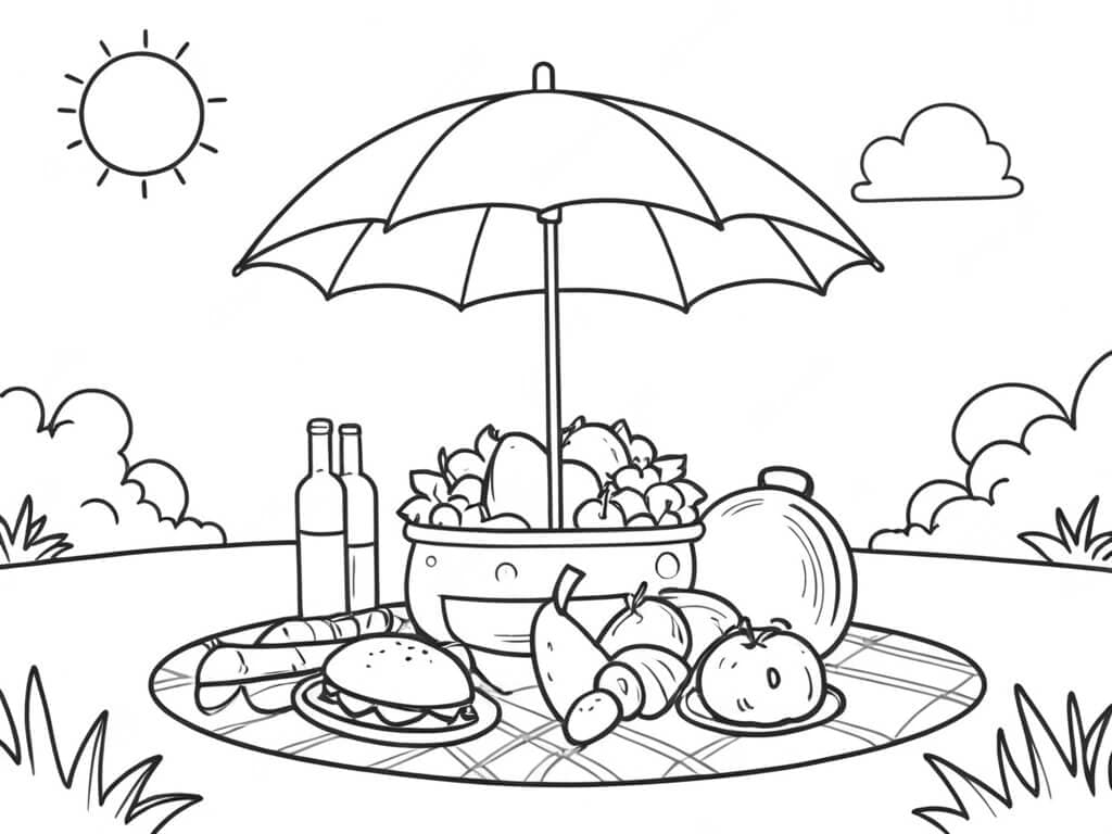 Umbrella Protecting Food Coloring Page