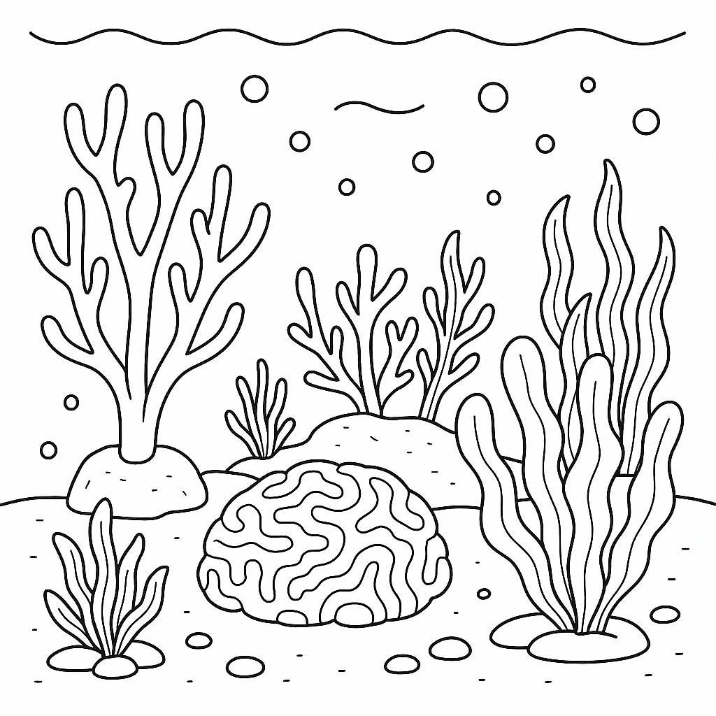 Corals on the Seafloor Coloring Page