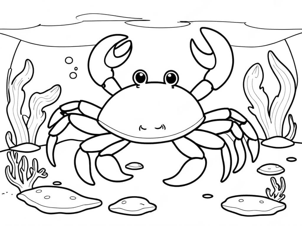 Crab on the Seafloor Coloring Page