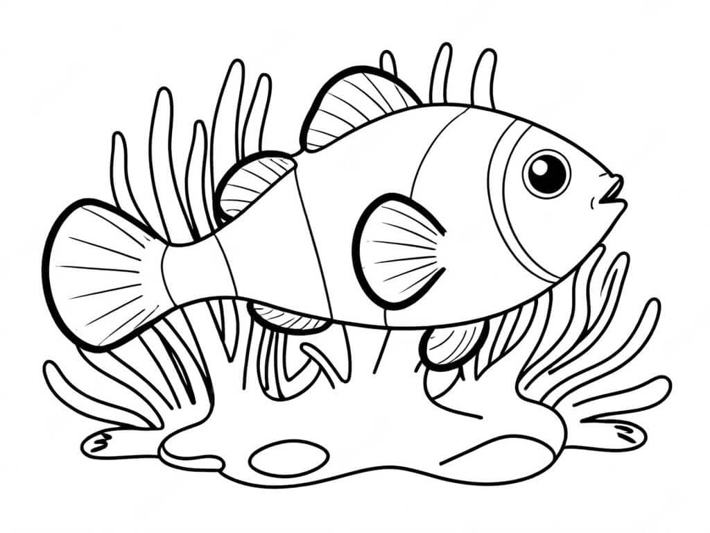 Fish on the Seafloor Coloring Page