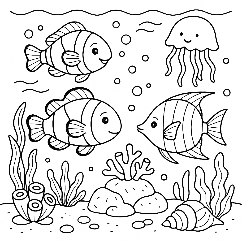 Seafloor Scene Coloring Page