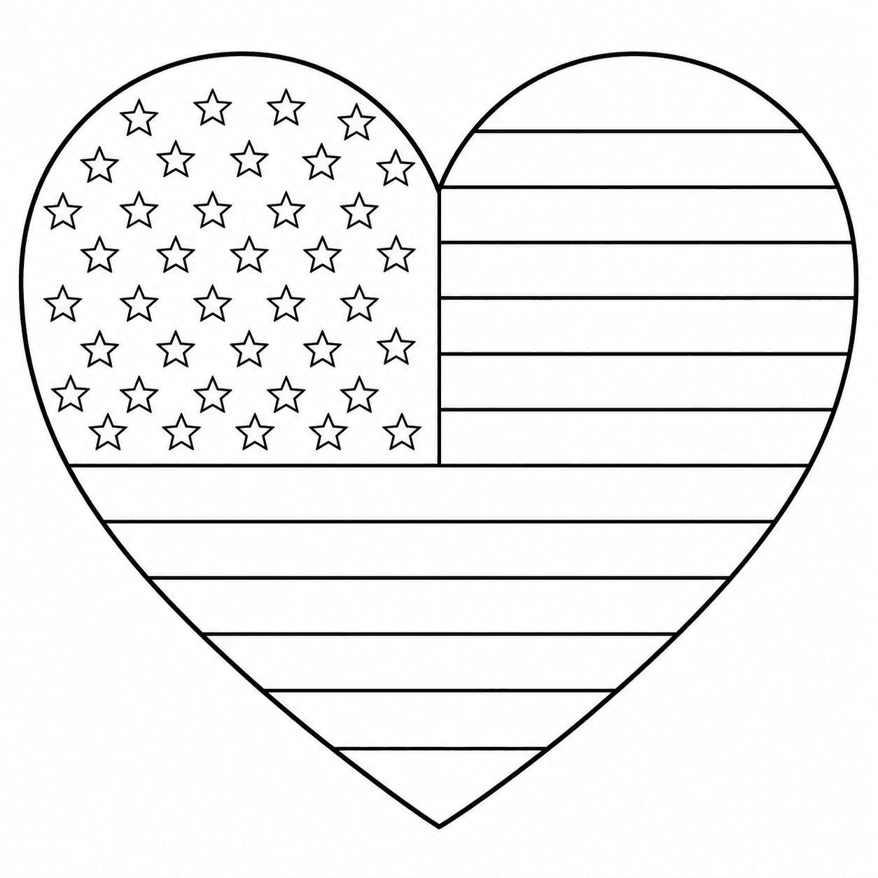 United States Flag Heart Coloring Page