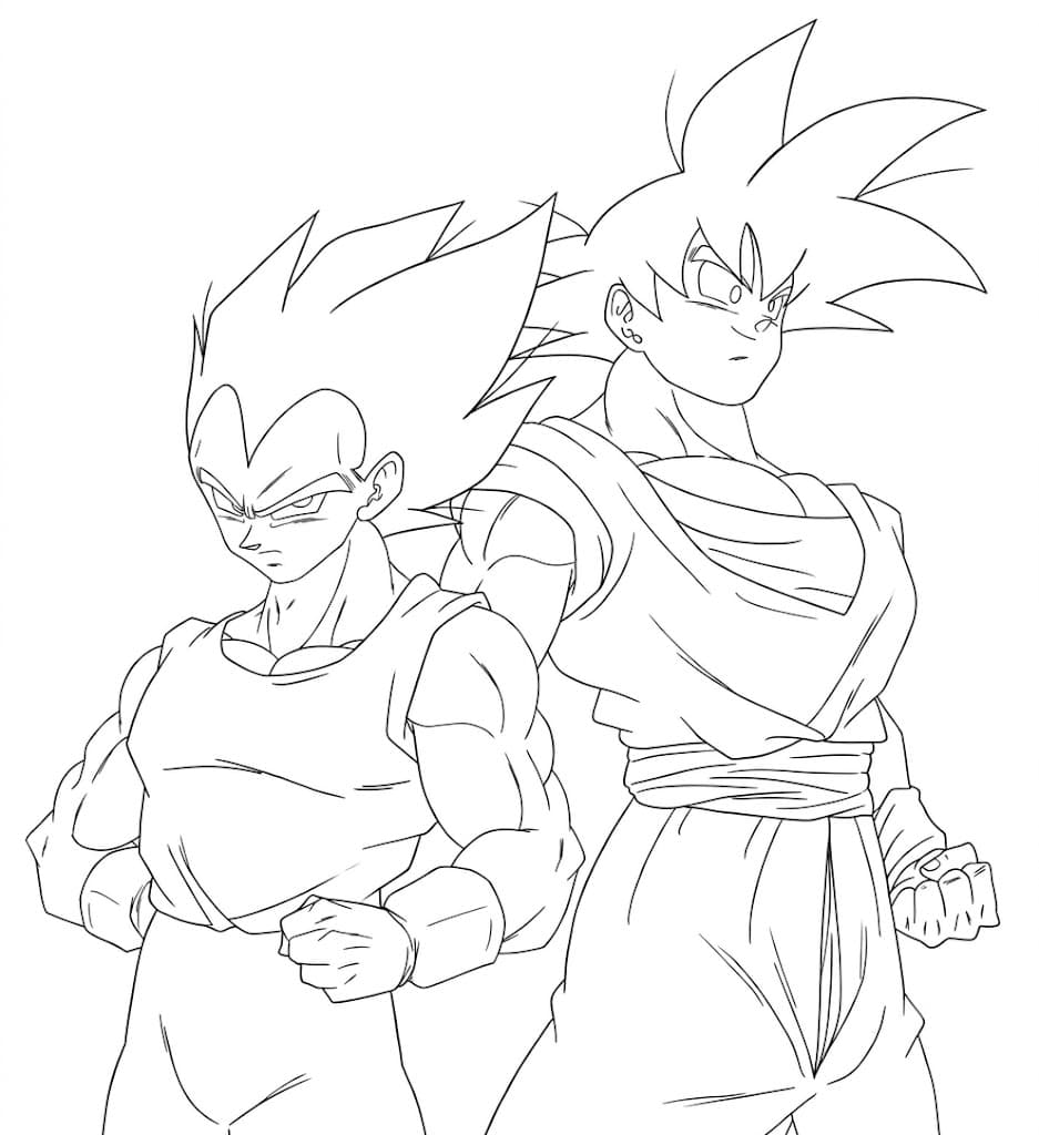 Vegeta and Goku Dragon Ball Coloring Pages