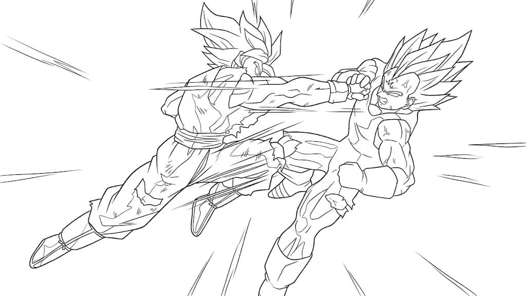 Vegeta Battle Coloring Pages