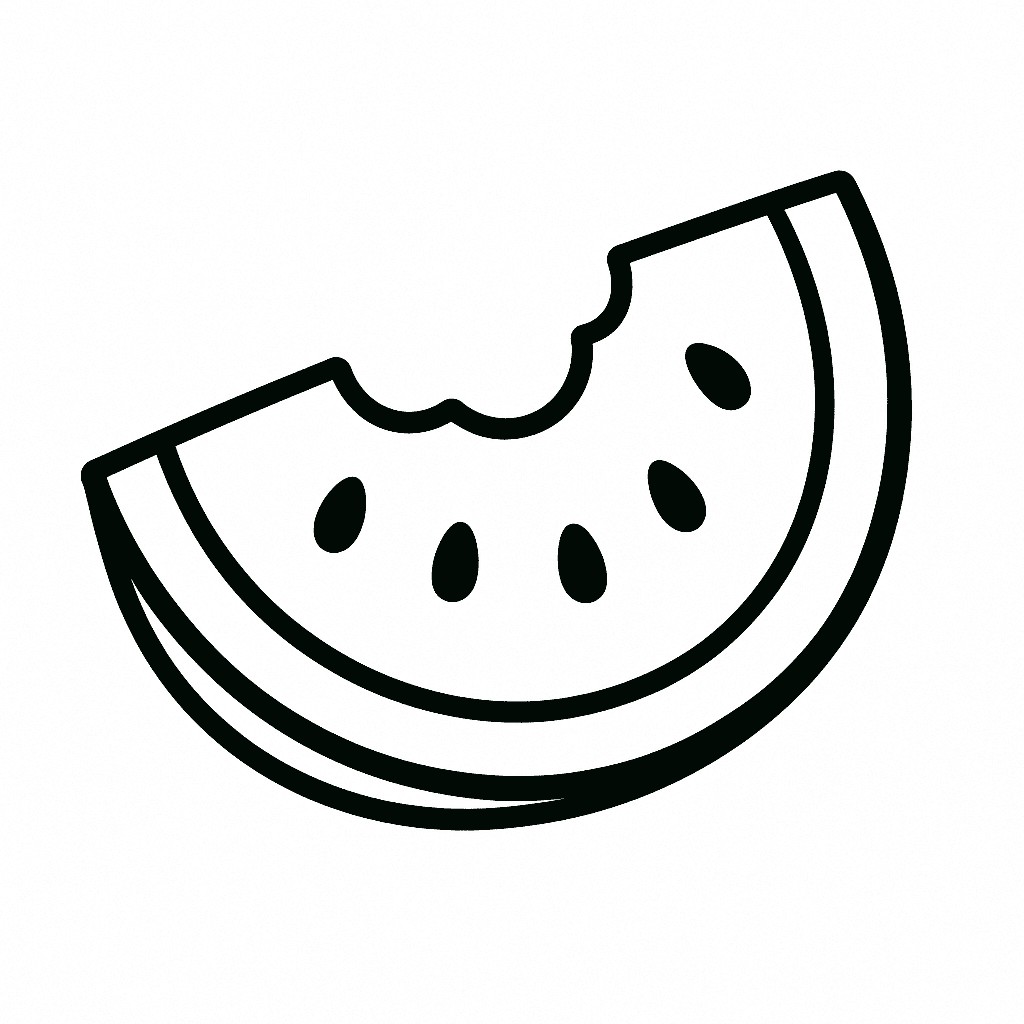 Bitten Watermelon Coloring Page