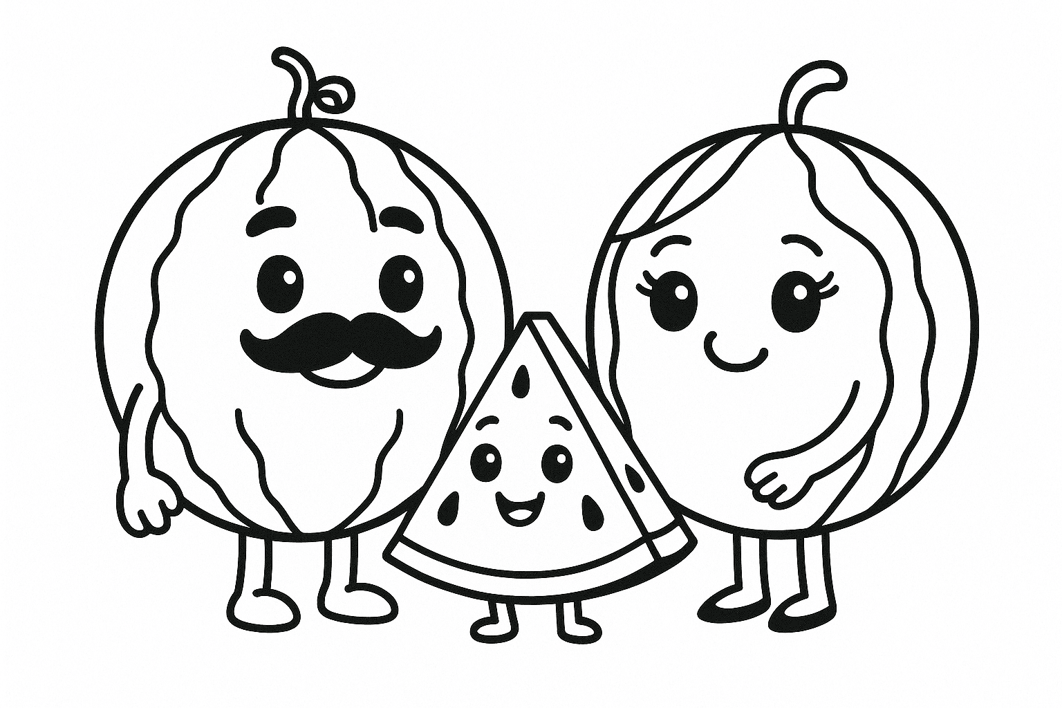 Watermelon Family Coloring Page