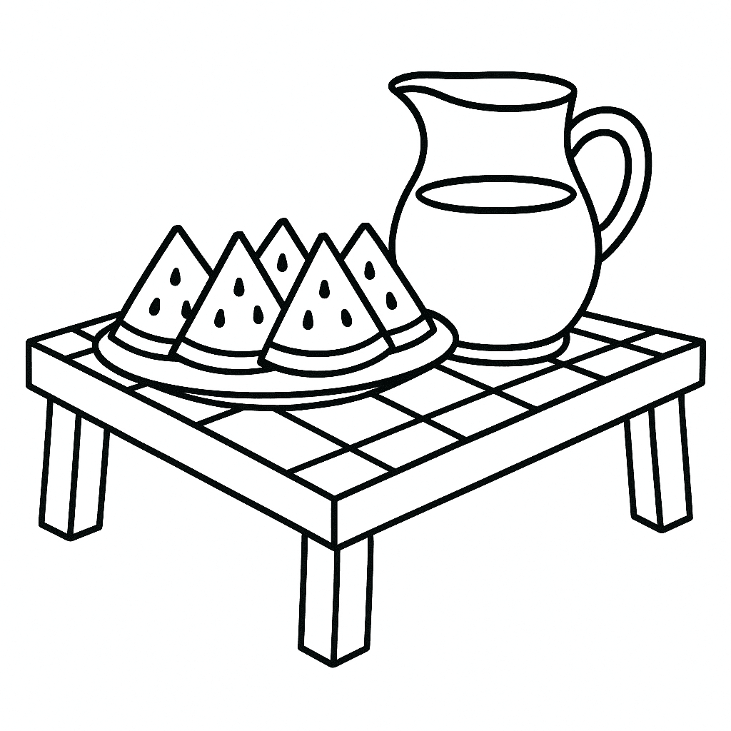 Watermelon Picnic Coloring Page