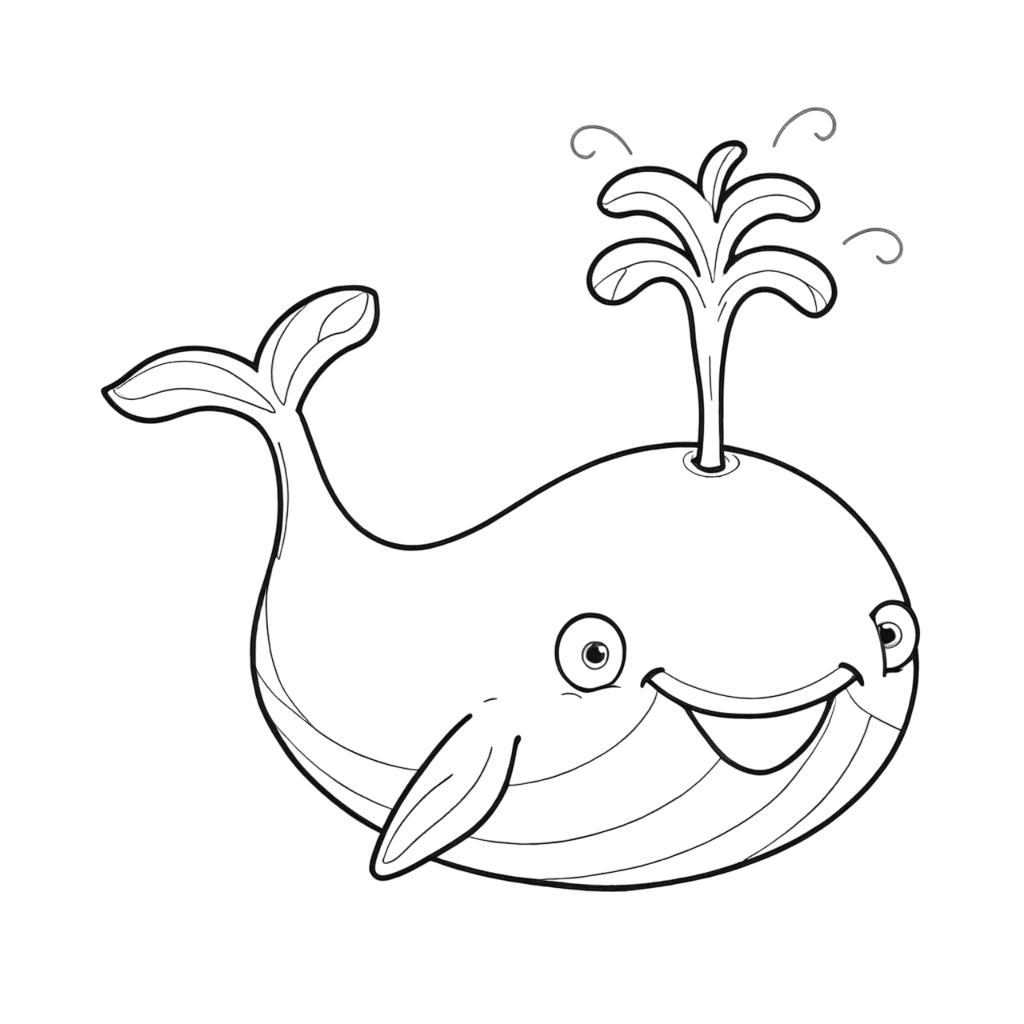 Happy Whale - Coloring Page