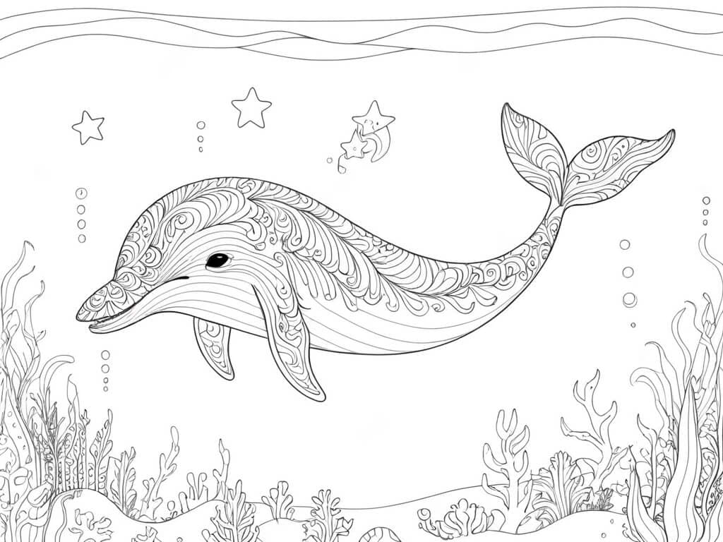 Whale on the Seafloor - Coloring Page