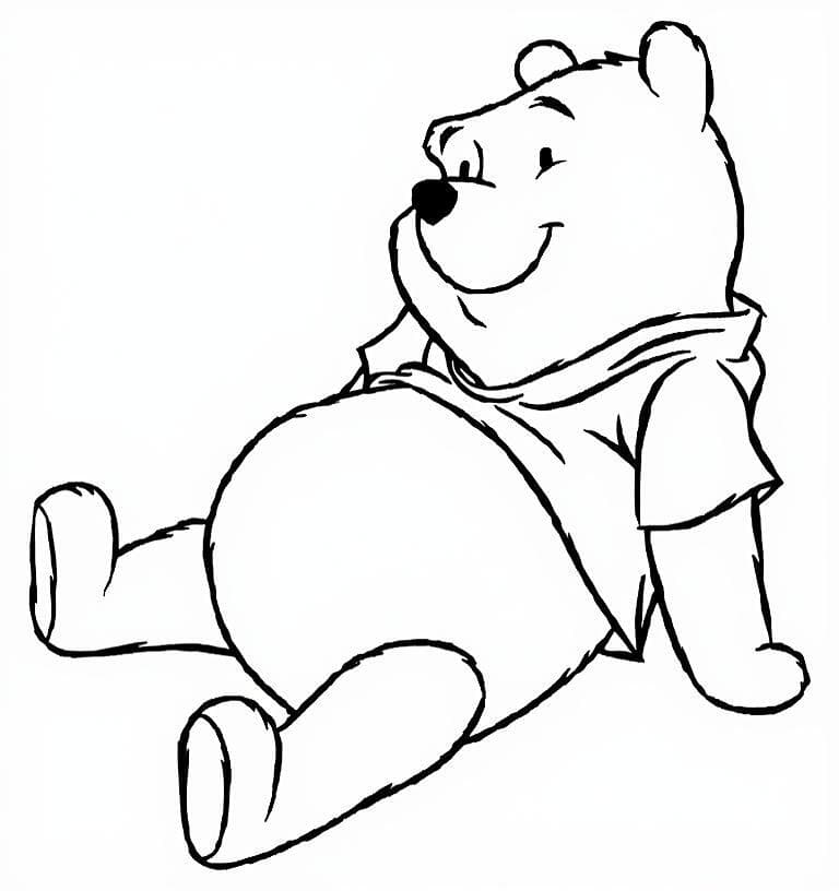 Winnie Pooh Sitting Coloring Page