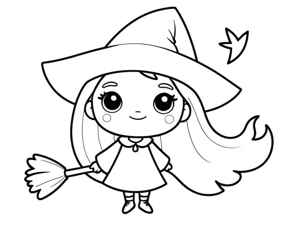 Baby Witch Coloring Page