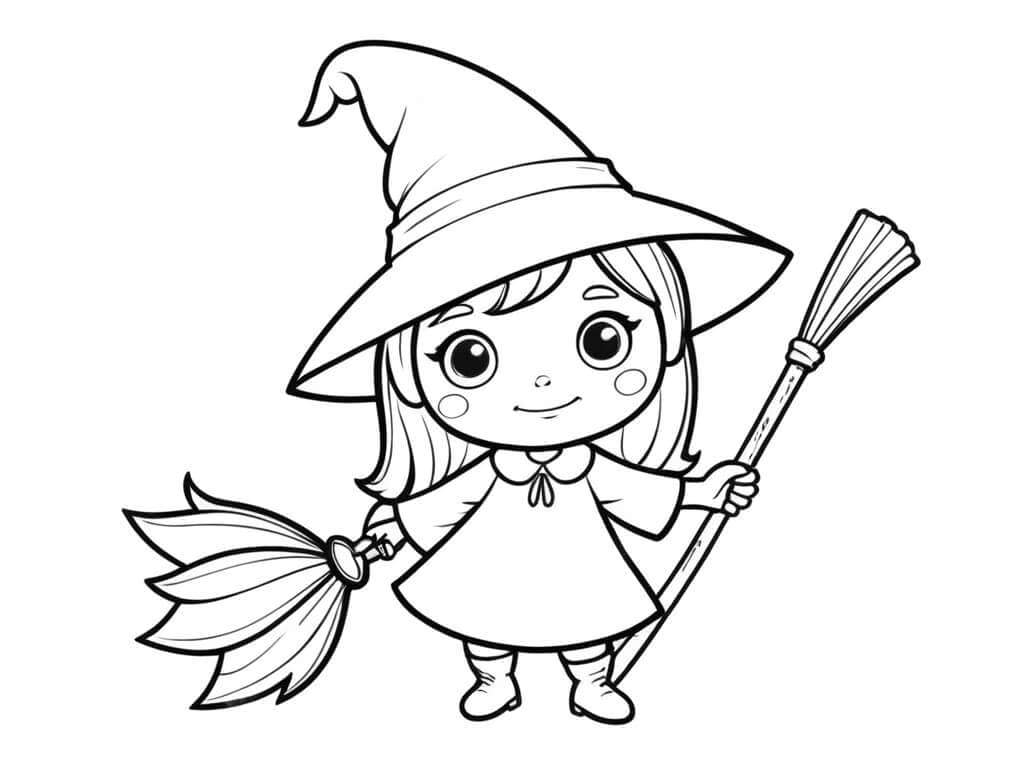Mini Witch Coloring Page