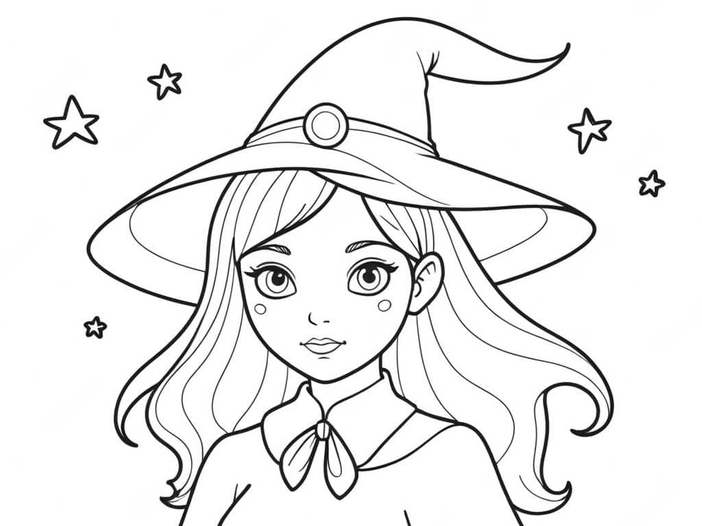 Young Witch Coloring Page
