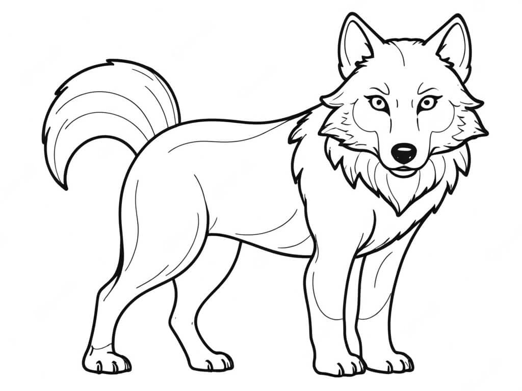 Alert Wolf Coloring Page
