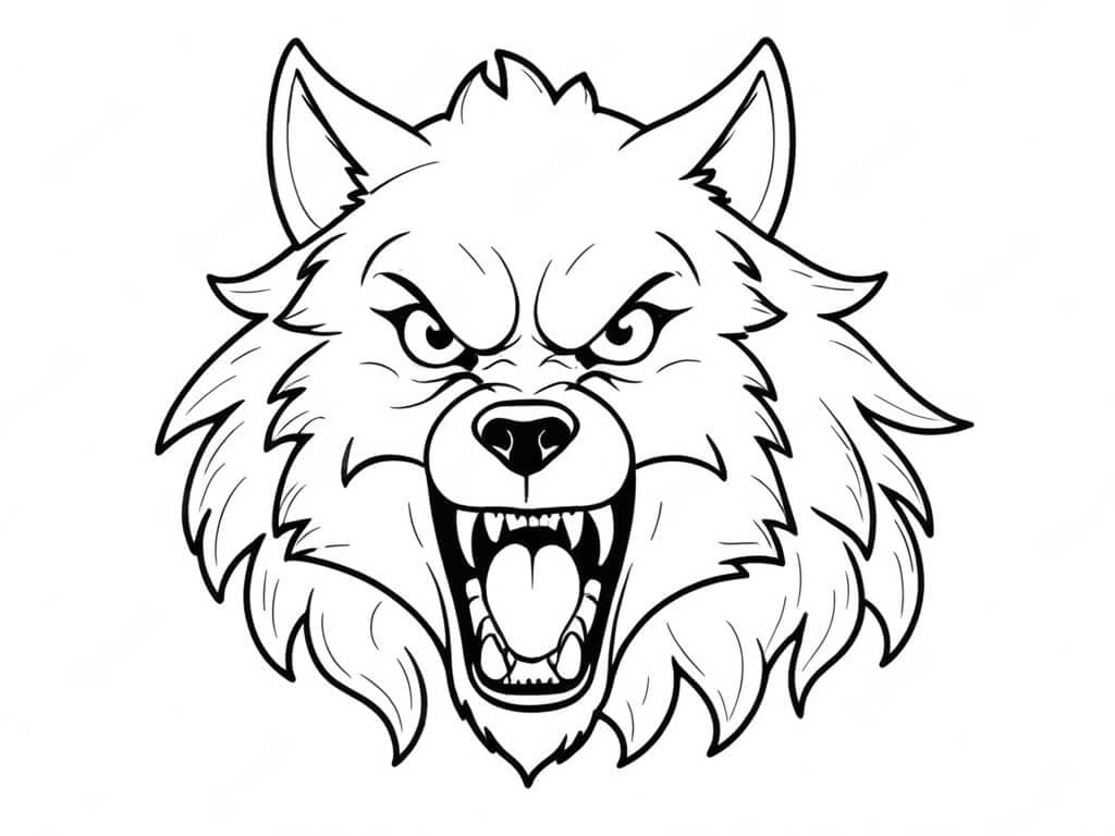 Angry Wolf Coloring Page