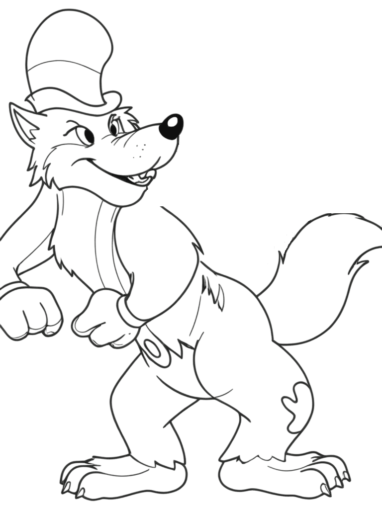 Big Bad Wolf and the Three Little Pigs Coloring Page