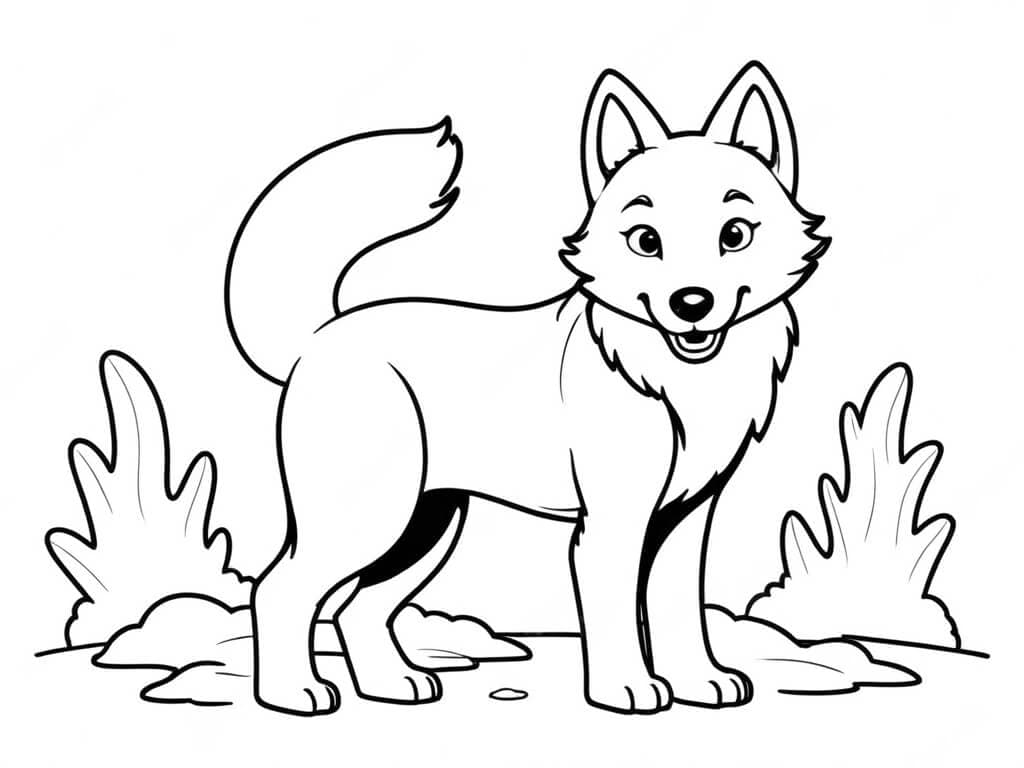 Friendly Wolf Coloring Page