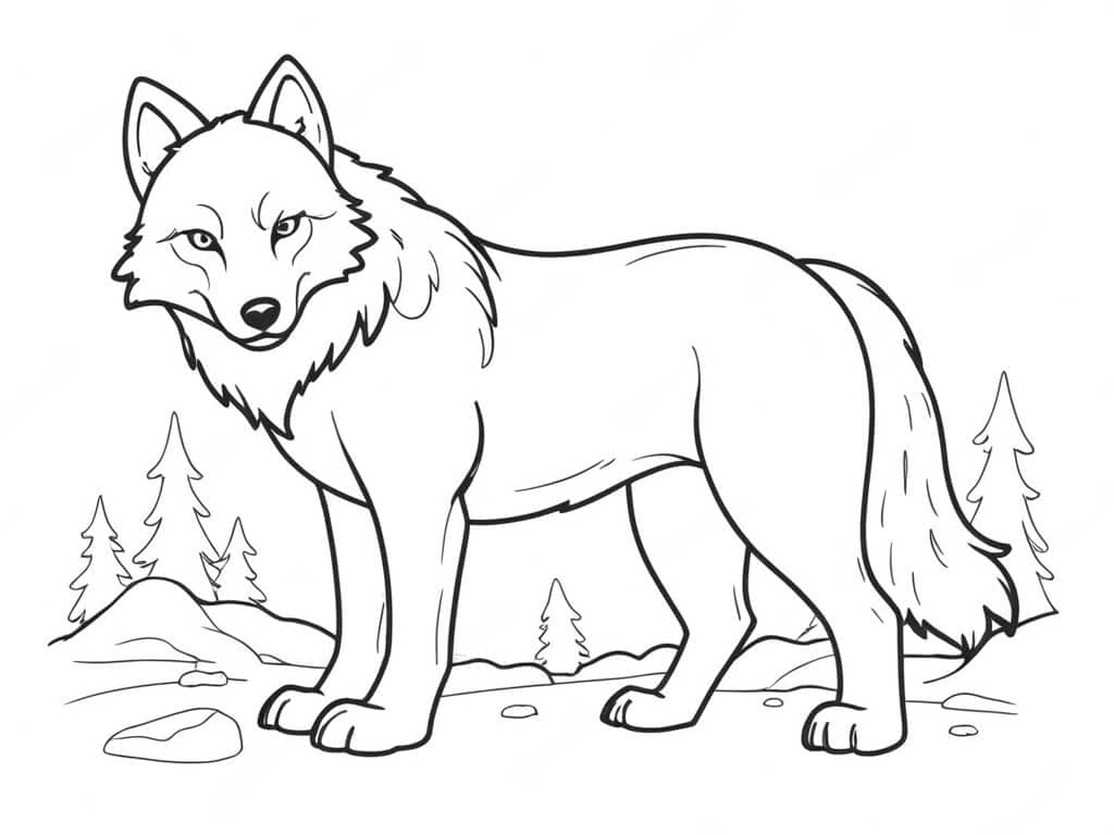 Giant Wolf Coloring Page