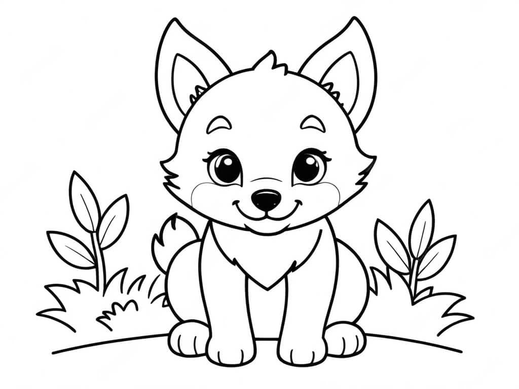 Wolf Pup Coloring Page