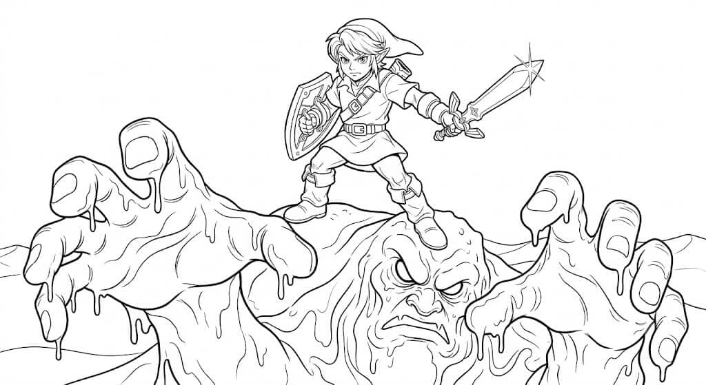 Zelda Link battle coloring pages