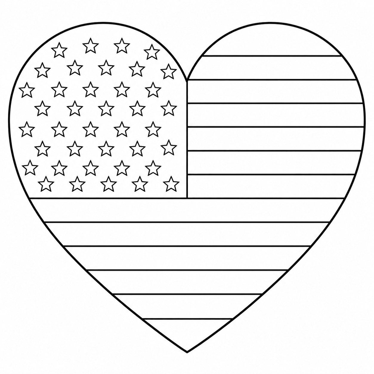 United states flag heart coloring page coloring page