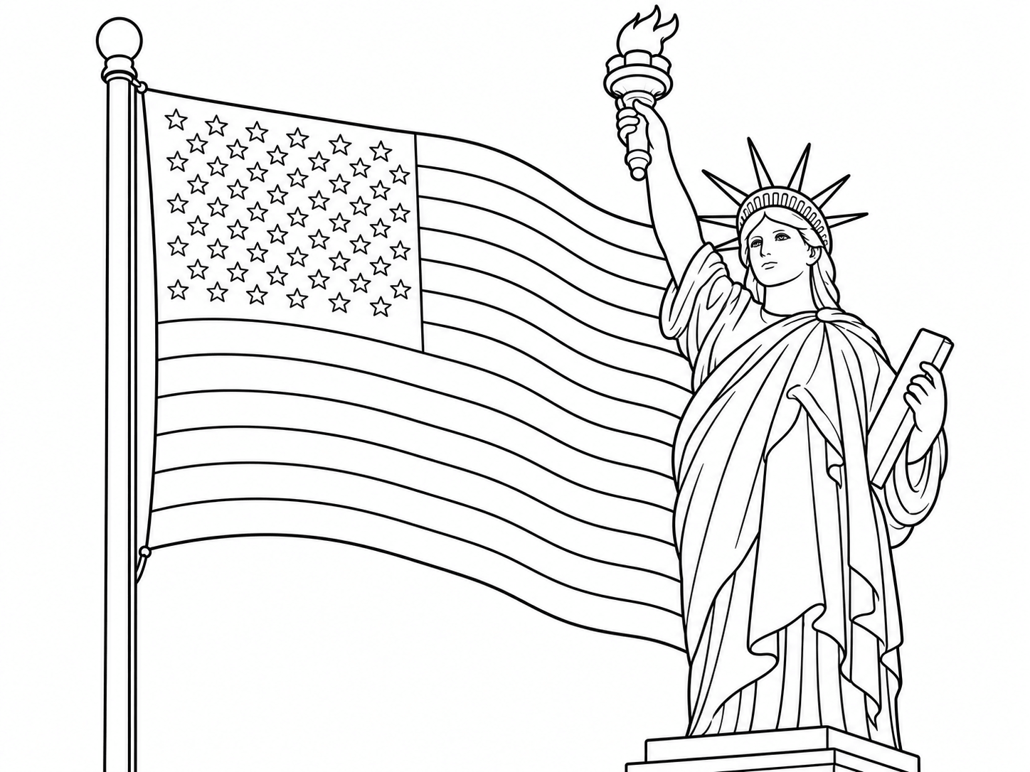 United states flag statue of liberty coloring page coloring page